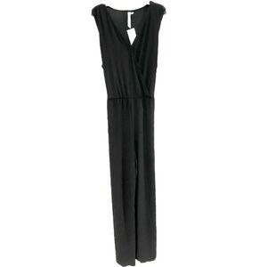 NY Collection Women's Black V-Neck Sleeveless Jumpsuit Size PXL NWT